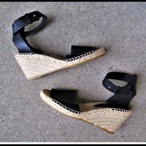 Vince Black Leather Espirdrilles